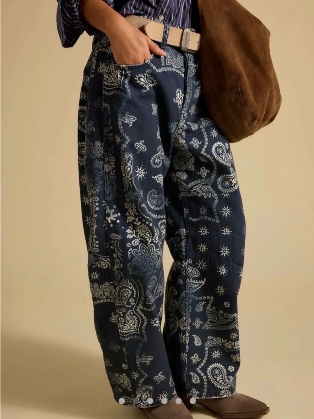 Free People Good Luck Barrel jeans - Navy Bandana
